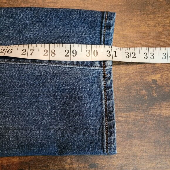 Loft Jeans Size 6 Low Rise Curvy Straight Medium Dark Wash Stretch Denim - Picture 8 of 10